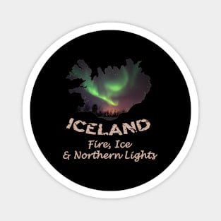 Iceland - Fire Ice Northern Lights Aurora Magnet